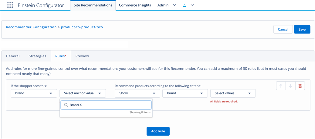 Configurator Rules tab.