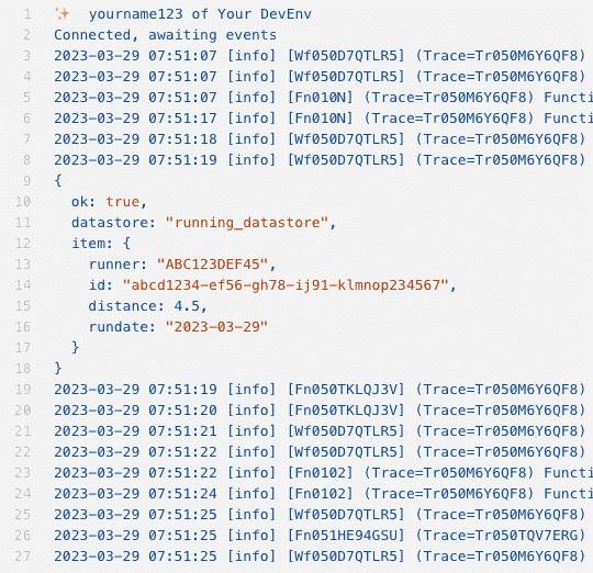 An example of local app logs.