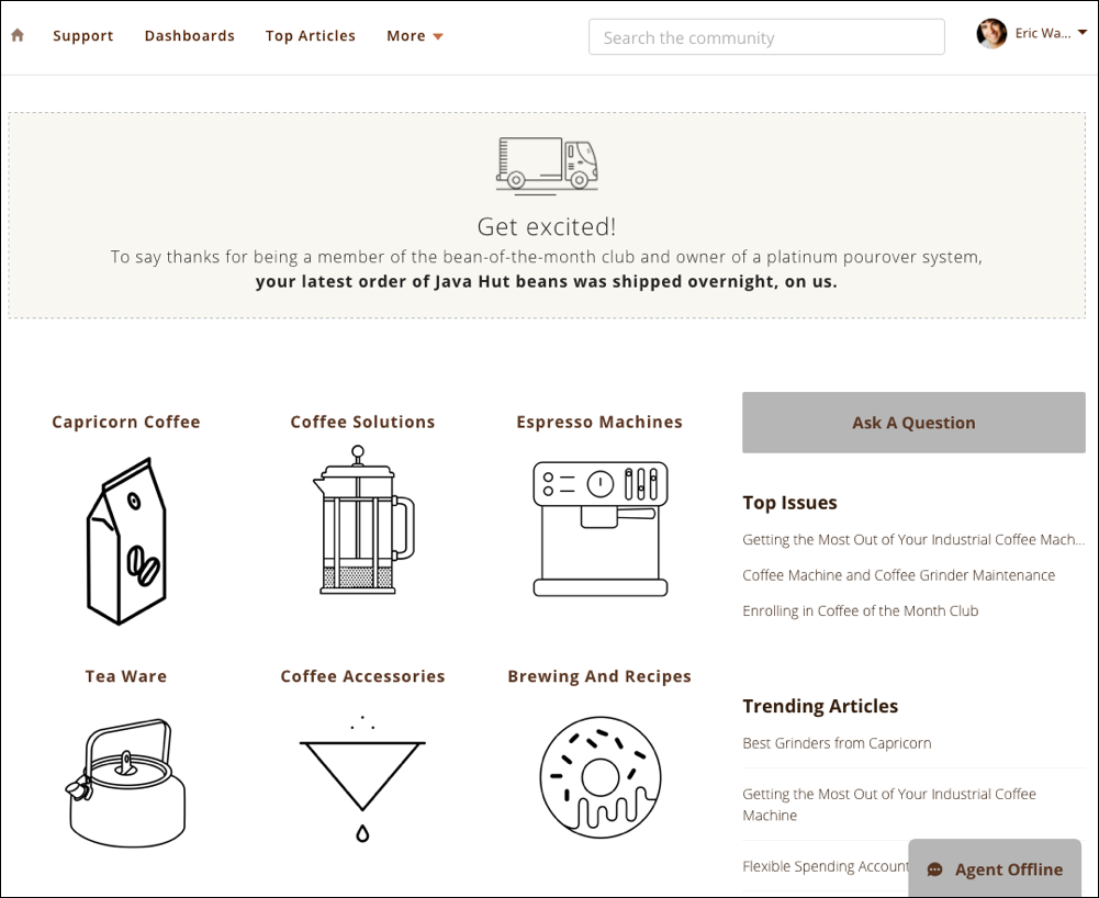 La page d’accueil de la communauté Capricorn Café