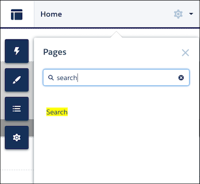 In the Pages menu, type Search in the Find a page box; then select Search under Template Pages