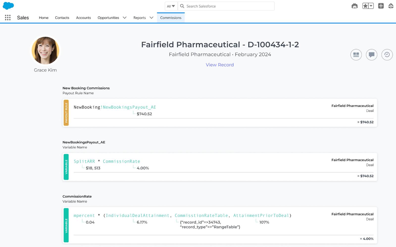 Tracing in Salesforce Spiff offers several components to help reps look into how their commissions were calculated.