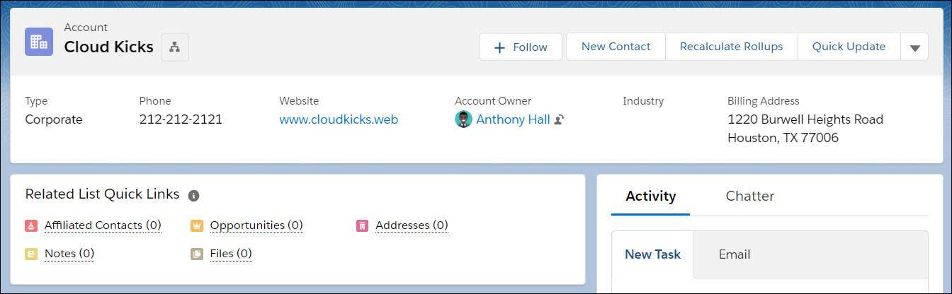 Un nouvel enregistrement de compte concernant Cloud Kicks.