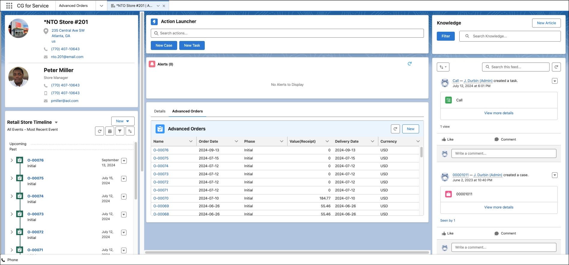The service console for NTO Store #201.