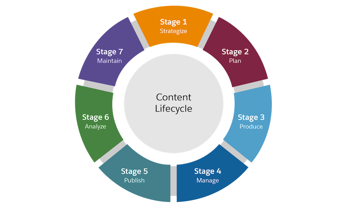 A diagram that depicts the seven stages of the content lifecycle