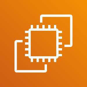 EC2 icon depicting a computer chip and two squares against an orange background