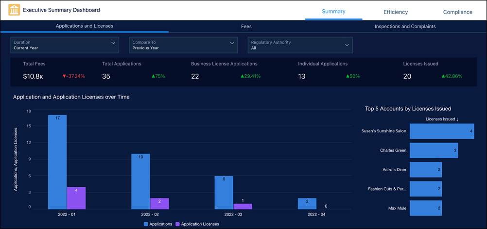 Executive Summary dashboard.