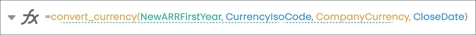 The formula for calculating currency conversion rates.