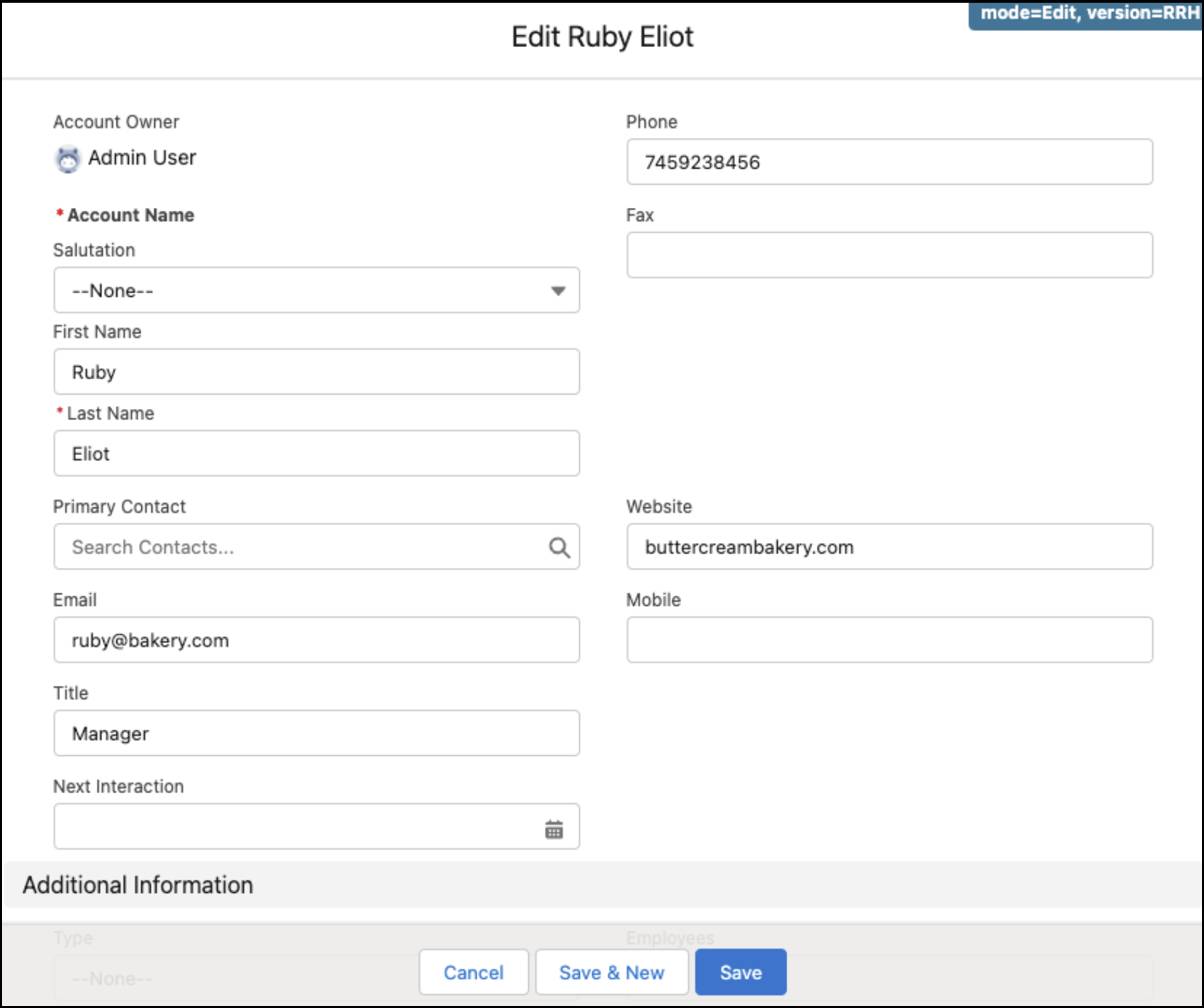 新しい従業員である Ruby Eliot と従業員の詳細の追加。