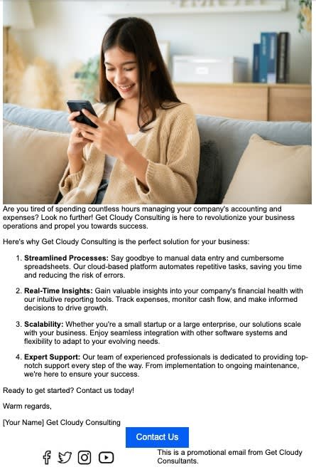 Sample email template
