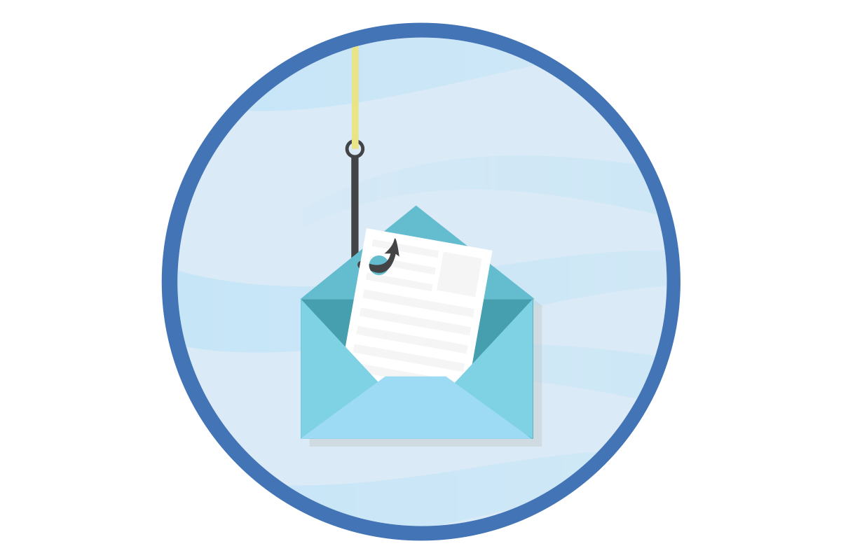 Um envelope preso em um anzol.