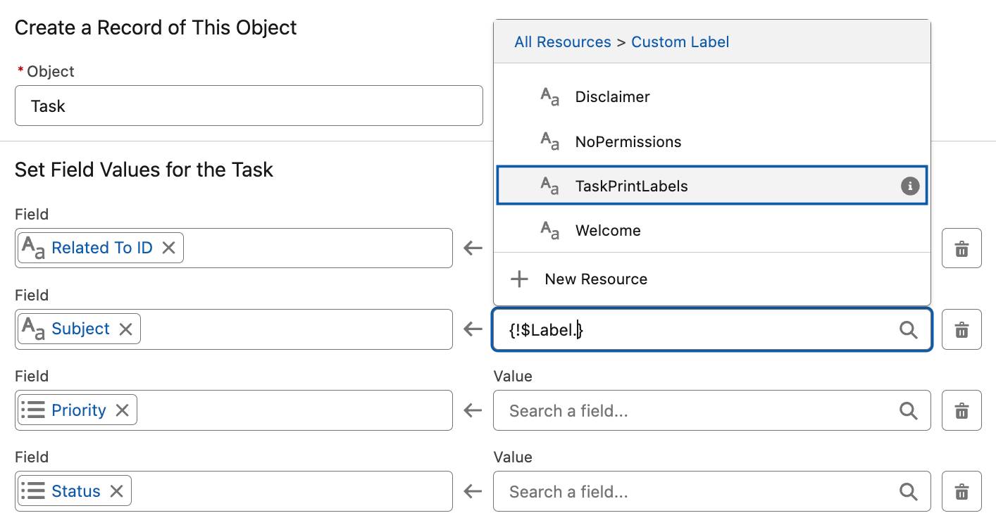 A section of the Create Records panel corresponding to the preceding description.