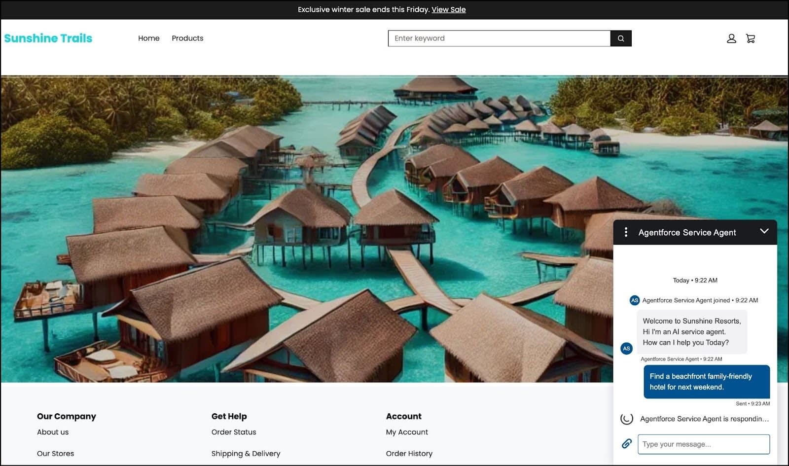 Sunshine Trails website with agent.