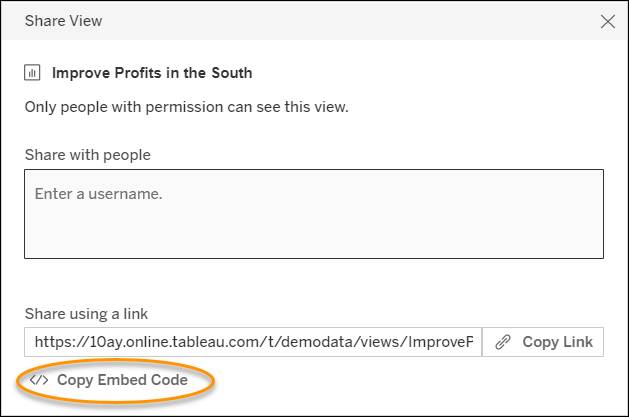 Uso de la opción Copy Embed Code (Copiar código de incrustación) para incrustar el código en su página web
