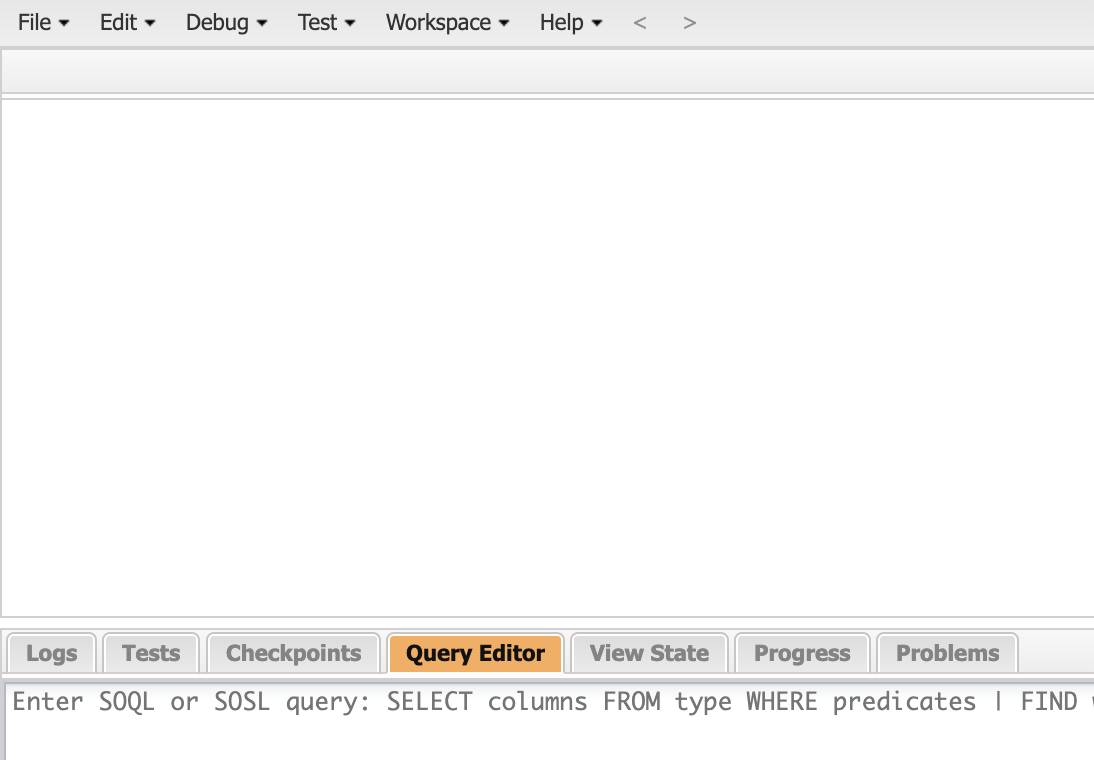 Query Editor opened in the Developer Console.
