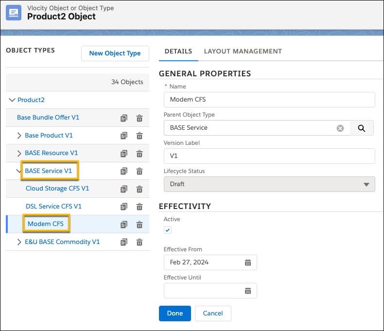 The general properties of the new Modem CFS object type.