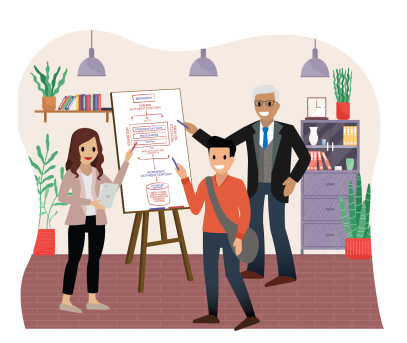 Architects white boarding a project design.