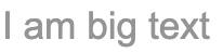 Großer fetter grauer Text 'I am big text' auf weißem Hintergrund.