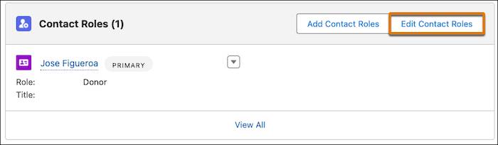 Opportunity Contact Roles Related list highlighting Manage Contact Roles