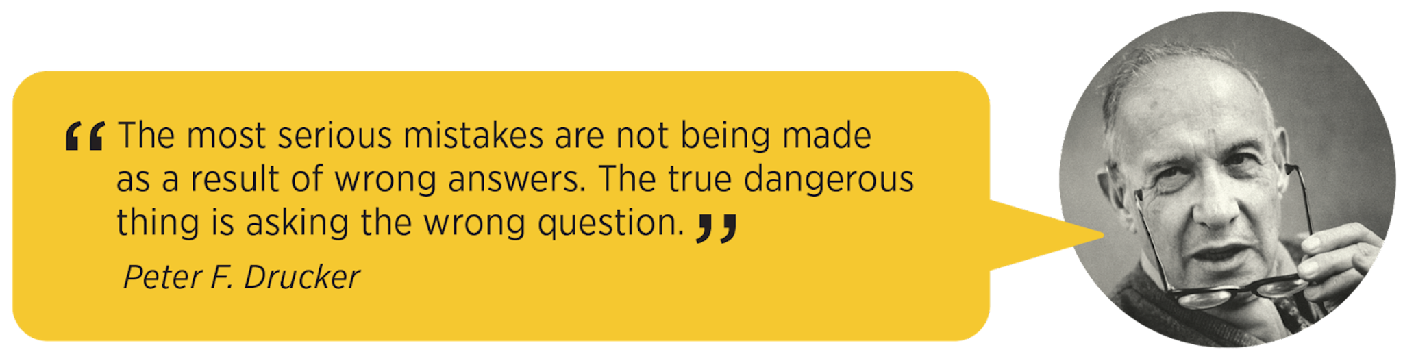 The most serious mistakes are not being made as a result of wrong answers. Peter F. Drucker