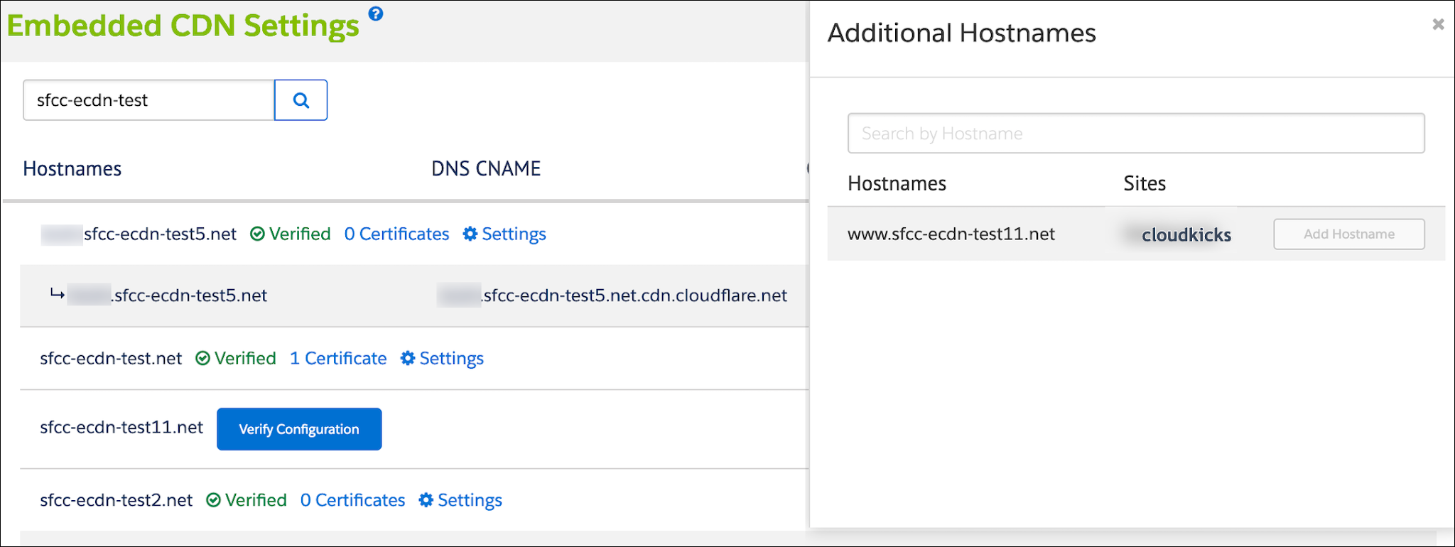 In Business Manager, check the status of hostname validation.
