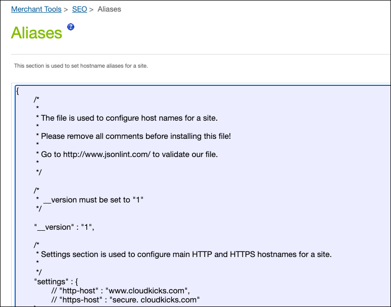 IIn Business Manager, configure the hostname aliases.