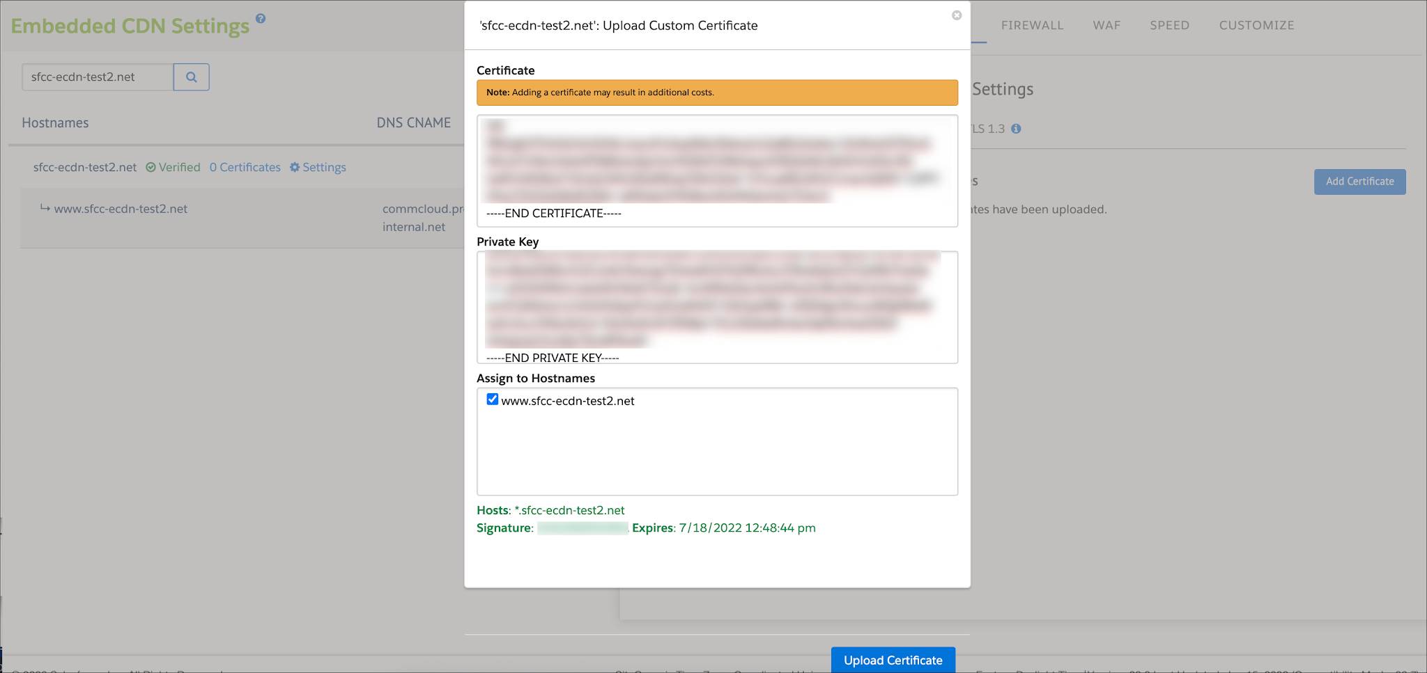 In Business Manager, upload a certificate to eCDN.