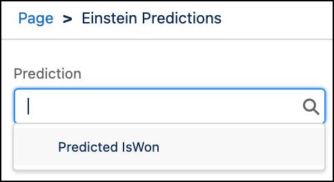 Casella di ricerca Prediction (Previsione) che mostra il modello Predicted IsWon (IsWon prevista) distribuito