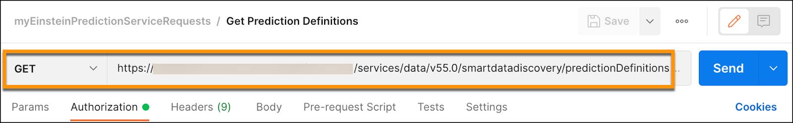 Postman Desktop screen—start to configure request