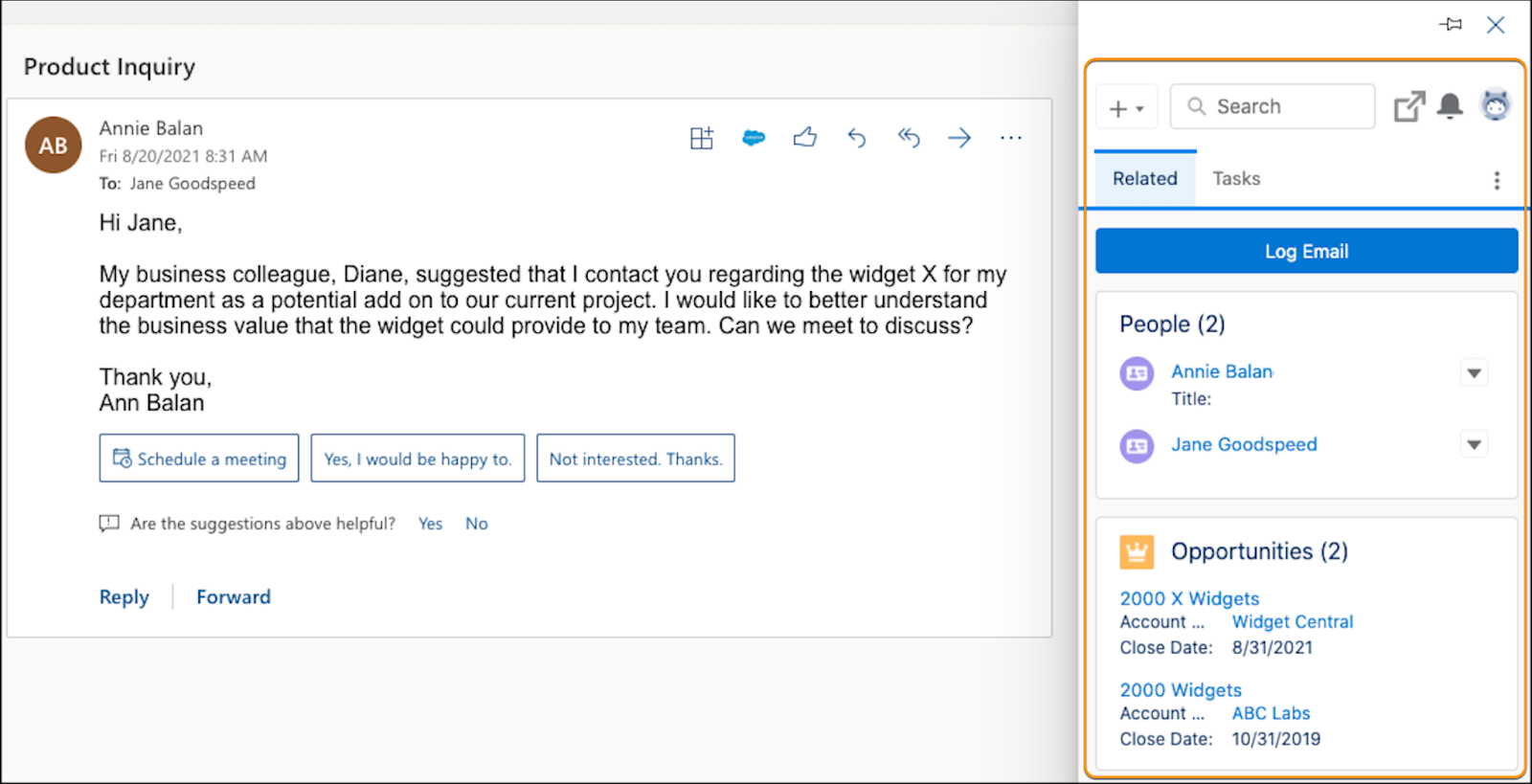 Email de desktop com integração do Outlook