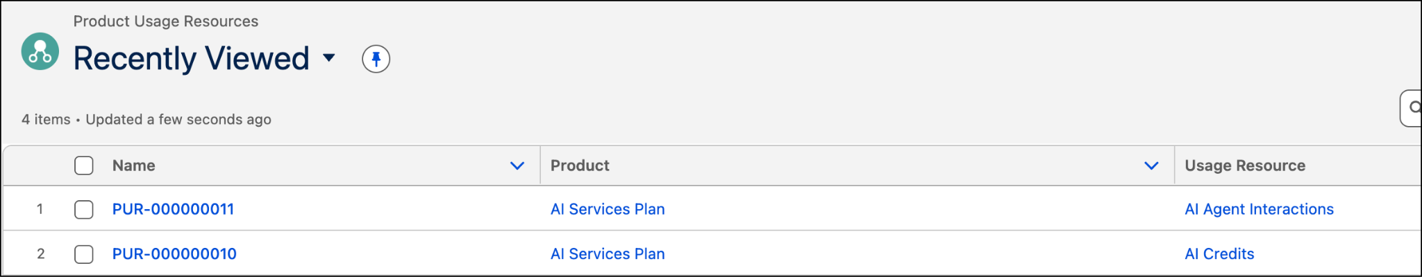The new Product Usage Resources.