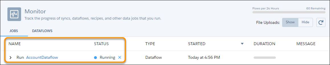 Monitor menu with Jobs view highlighted