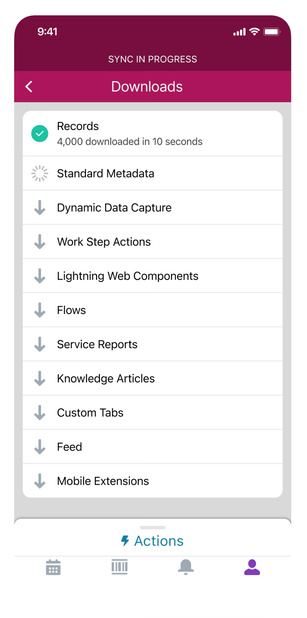 Downloading relevant records in the app using offline priming