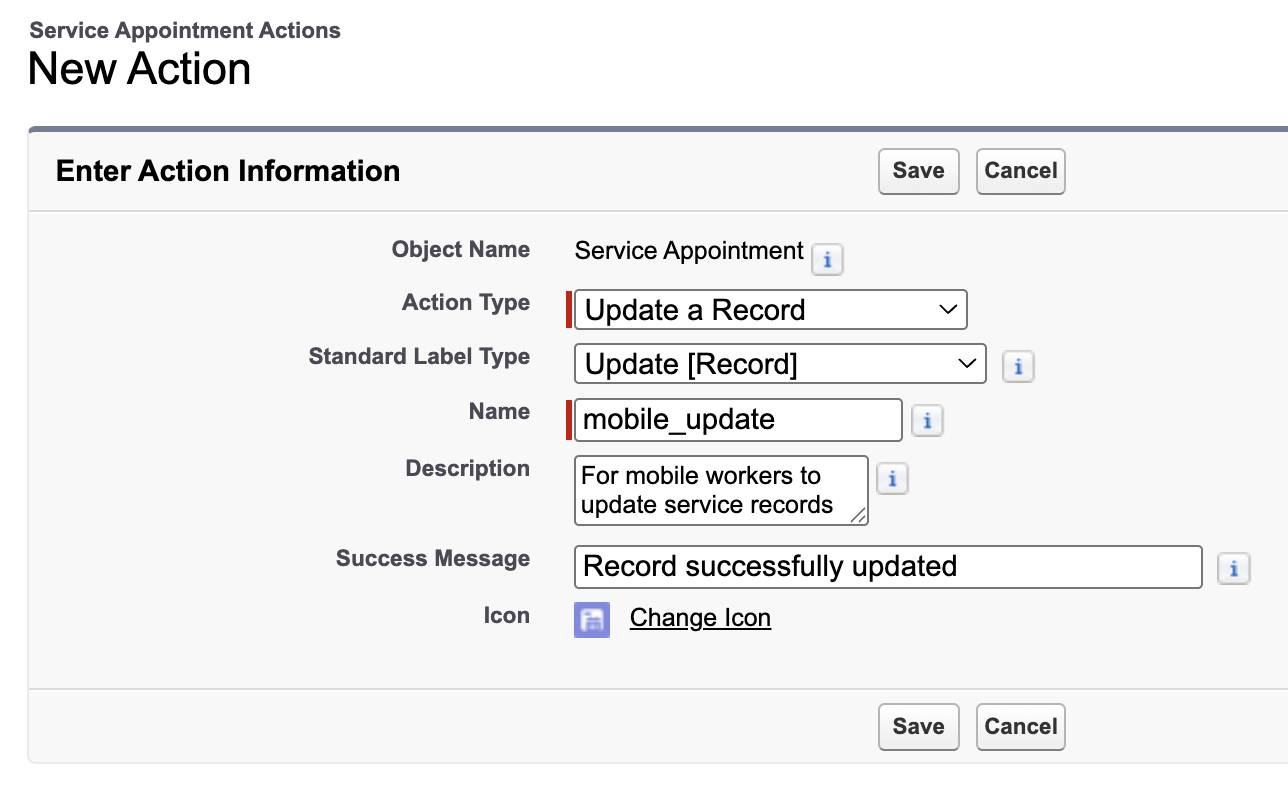 New action to update records for field workers.