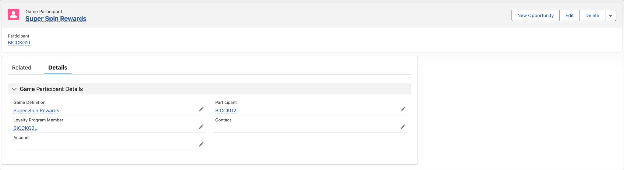 A Game Participant record with member and game details.