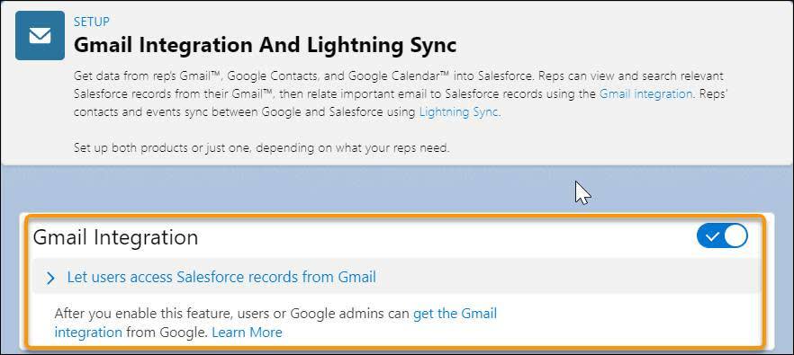 Configurações para ativar a integração com o Gmail