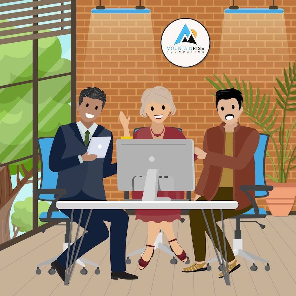 The grantmaking team at the Mountain Rise Foundation works together to make decisions about their Experience Cloud site.