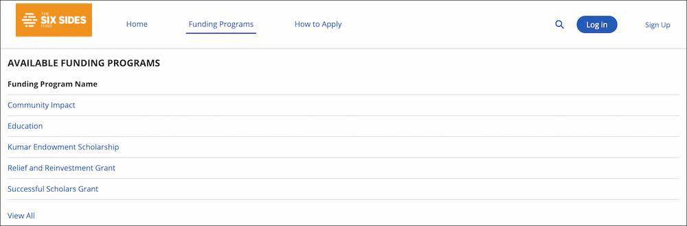 The Funding Programs page