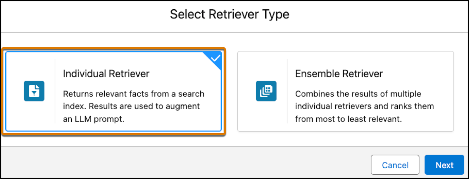 Select Individual Retriever as the retriever type.
