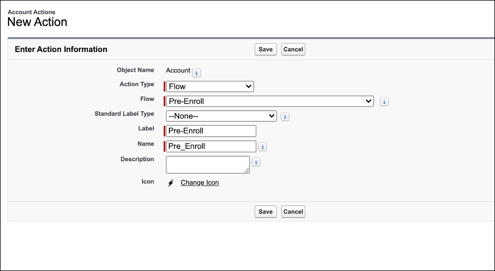 New Action corresponding to the preceding steps.