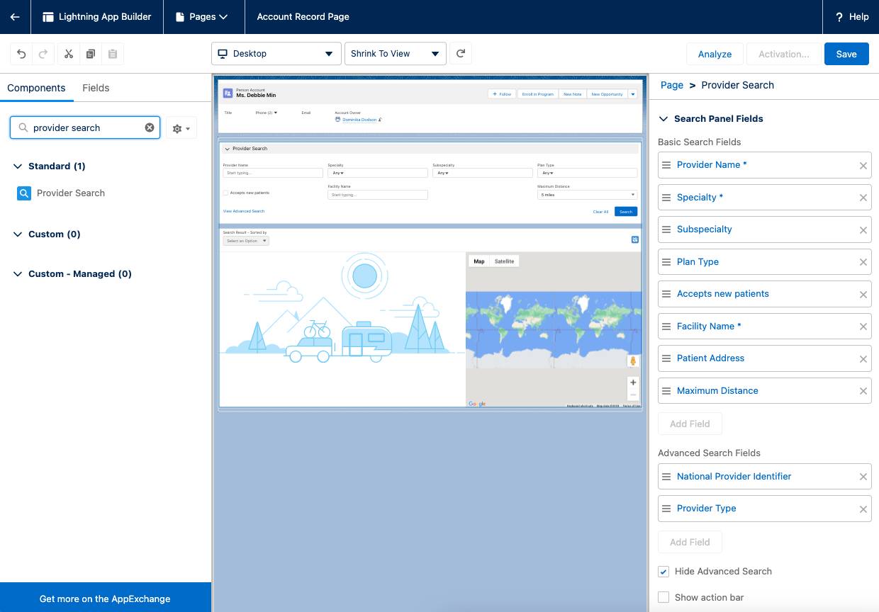 Lightning App Builder with Provider Search