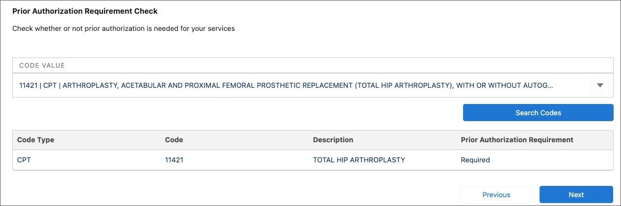 PA requirement check for Charles’s total hip arthroplasty procedure.