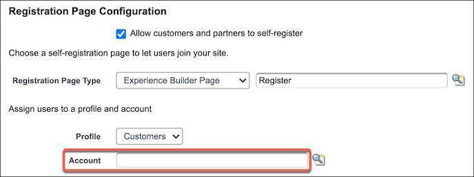 Update accounts on the Registration Page Configuration