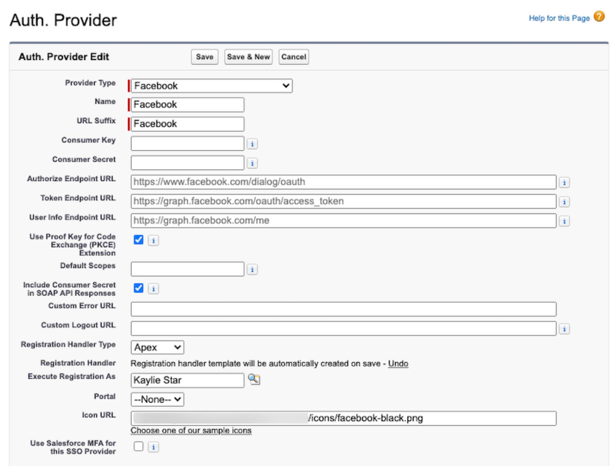 Auth provider configuration page