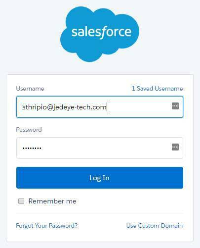 Salesforce-Anmeldebildschirm auf dem Desktop-Gerät.
