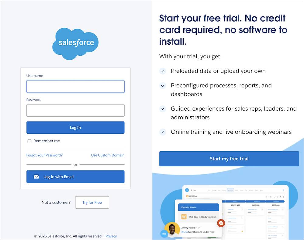 Custom login page.
