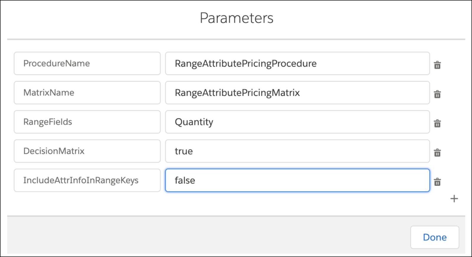 The pricing plan step parameters.