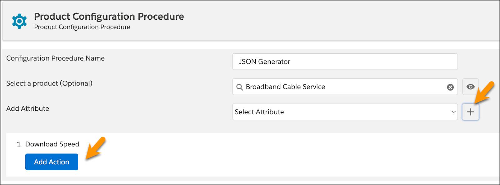 The Product Configuration Procedure page.