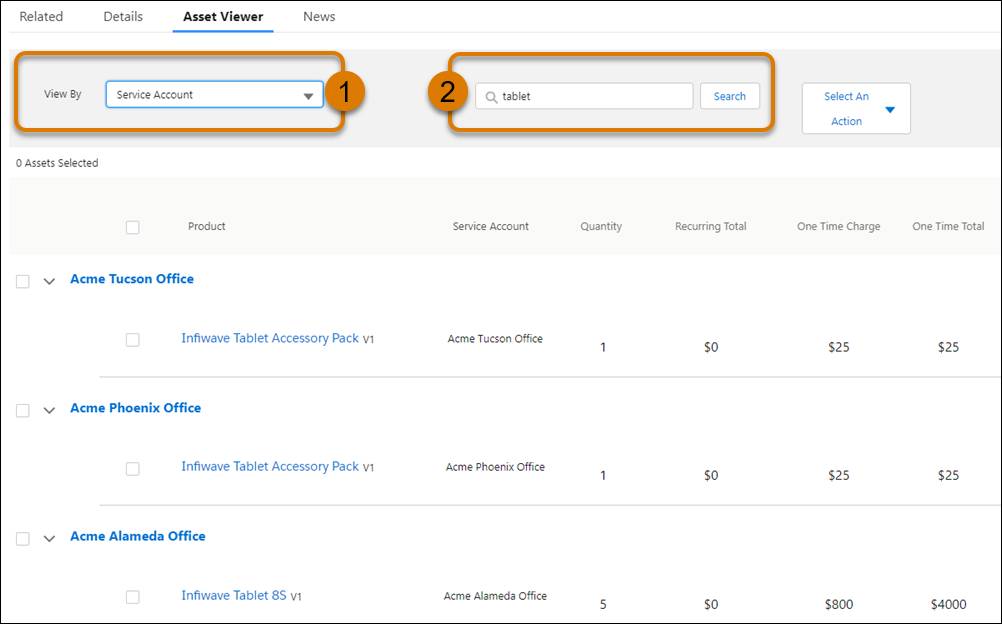 Basic search in Asset Viewer
