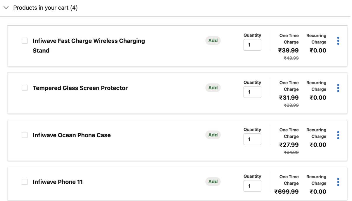 [Products in your cart (カート内の商品)] ダイアログに表示された割引後の価格。