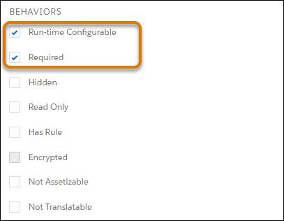 The Run-time Configurable and Required checkboxes selected in the Edit Attribute pane.